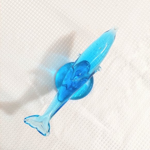 Ron Ray Signed 1996 Art Glass Dolphin Figurine Paperweight Blue - Picture 5 of 11